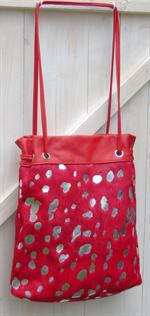 hotsjok design Shopping-taske i rød med sølv